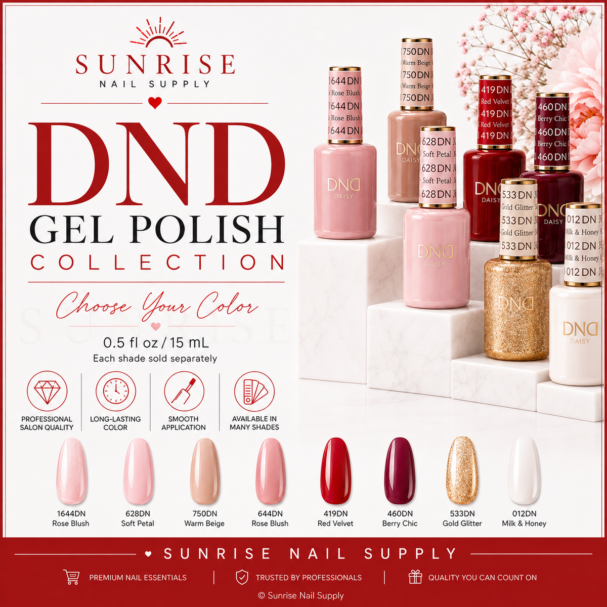 DND Gel Polish – Choose Your Color, 0.5 fl oz / 15 mL