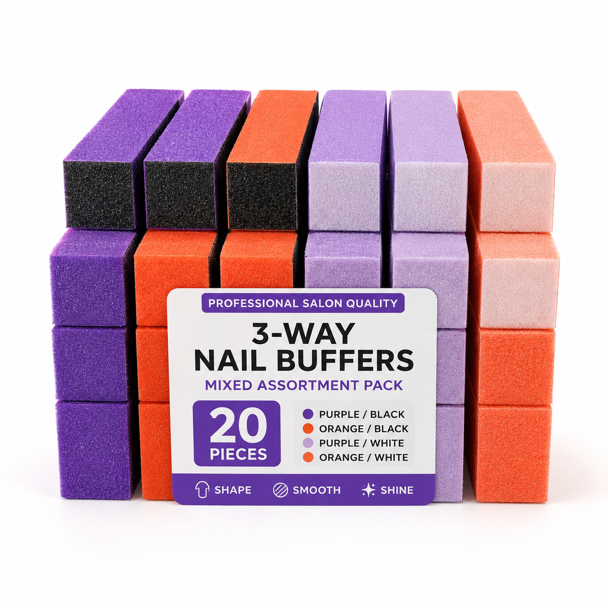 Dixon Professional 3-Way Nail Buffers – Bulk Case & Mixed Packs