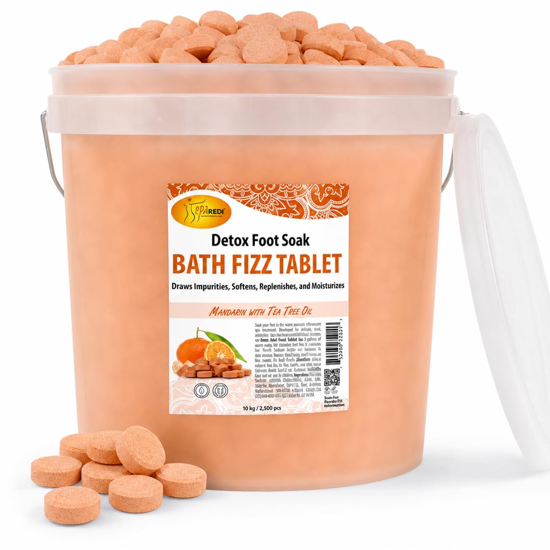 SPA REDI - Detox Foot Soak Fizz Tablets for Pedicure - Foot Bath with Tea Tree Oil, Aromatherapeutic, Draws Impurities, Softens, Replenishes and Moisturizes