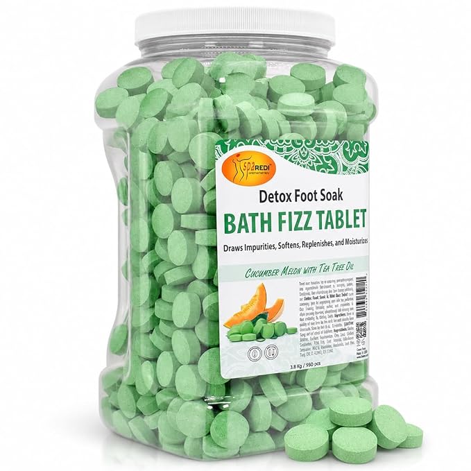 SPA REDI - Detox Foot Soak Fizz Tablets for Pedicure - Foot Bath with Tea Tree Oil, Aromatherapeutic, Draws Impurities, Softens, Replenishes and Moisturizes