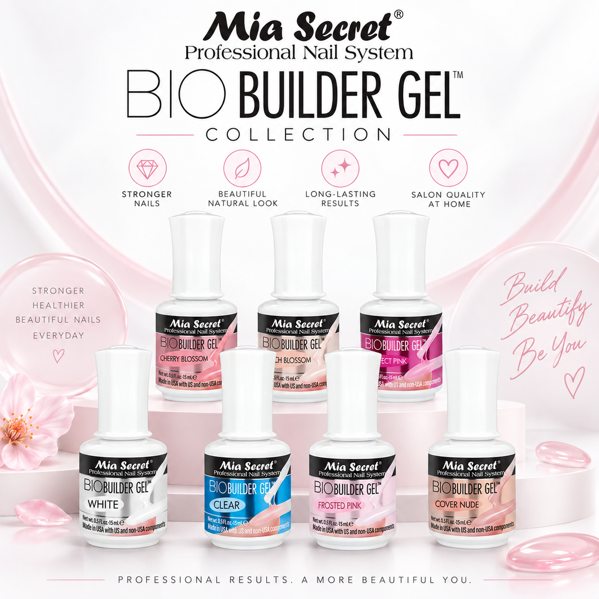 Mia Secret BioBuilder Gel – Self-Leveling Builder Gel – 15 ml – Choose Your Color