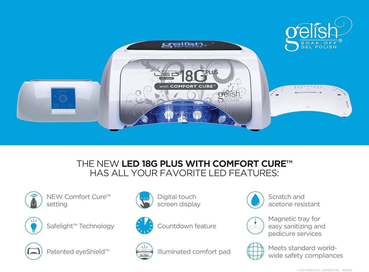 Gelish LED 18G Light PLUS with Comfort Cure – Professional Gel Curing Lamp