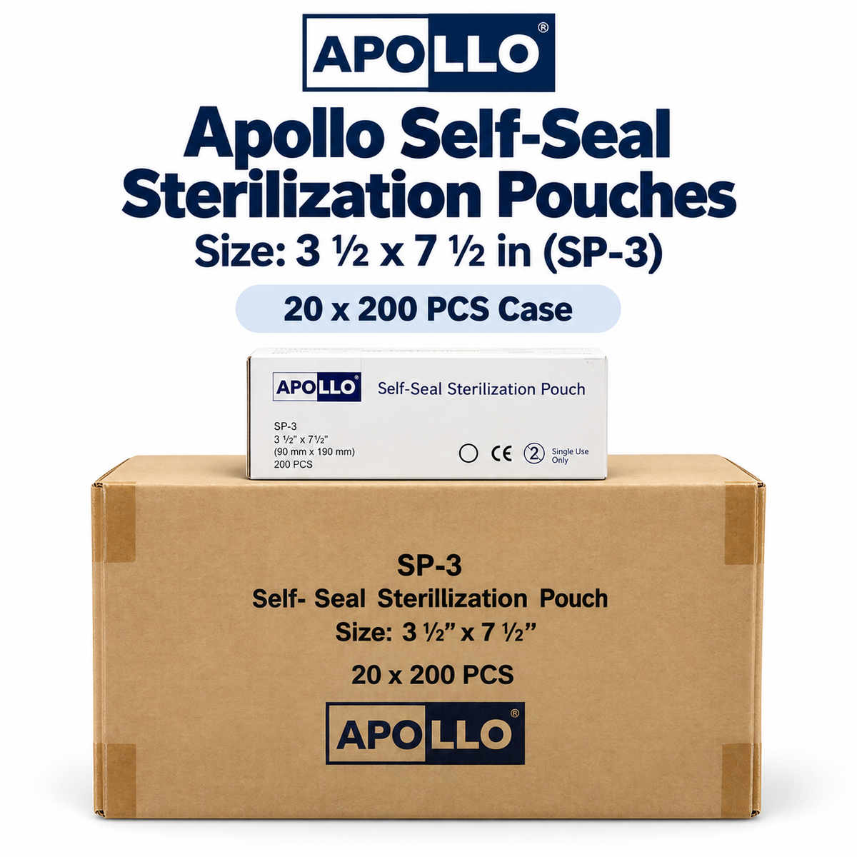 Apollo Self-Seal Sterilization Pouches – 200 Count | Box or Case