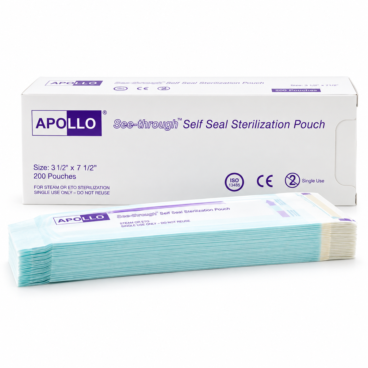 Apollo Self-Seal Sterilization Pouches – 200 Count | Box or Case