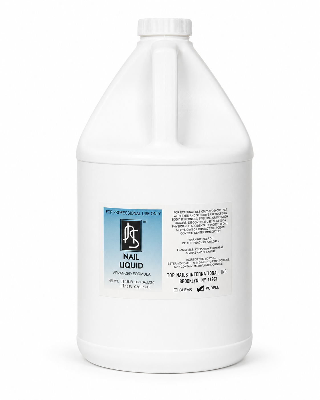 Top Nails Liquid Advanced Formula – Clear & Purple – 1 Gallon / 128 fl oz