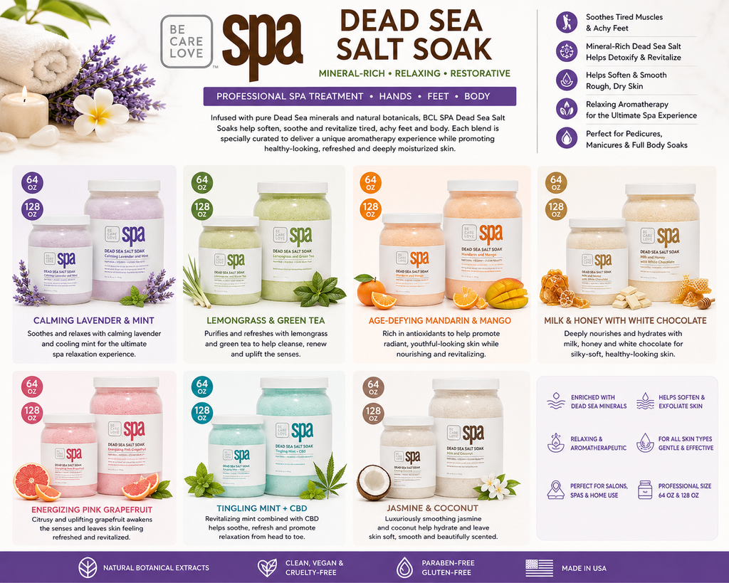 BCL SPA Dead Sea Salt Soak – Professional Spa & Pedicure Treatment 64 oz & 128 oz
