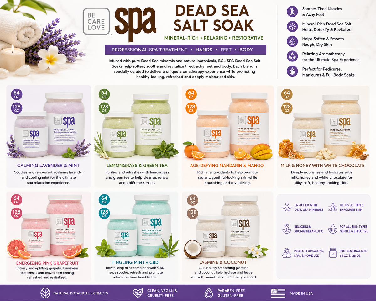 BCL SPA Dead Sea Salt Soak – Professional Spa & Pedicure Treatment 64 oz & 128 oz