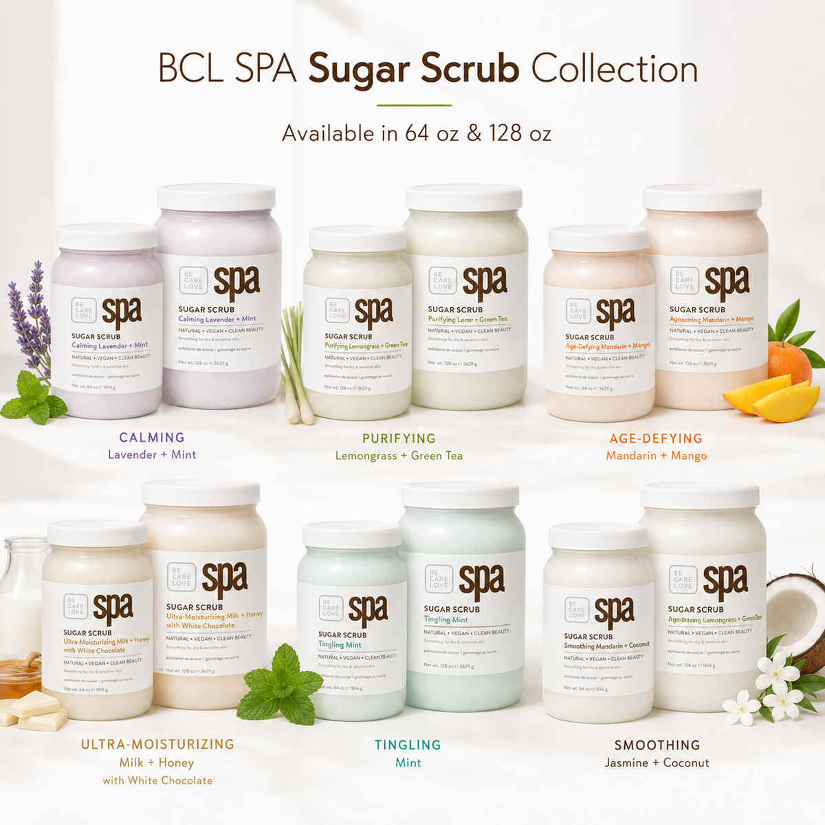 BCL Spa- Sugar Scrub 64 oz and 128 oz
