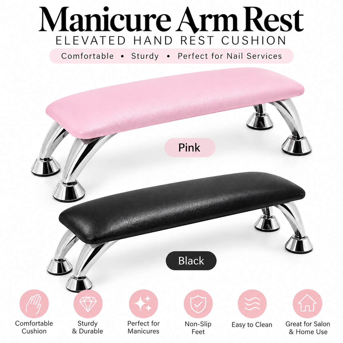 Manicure Hand Rest Cushion – Nail Arm Rest & Wrist Support for Nail Tables