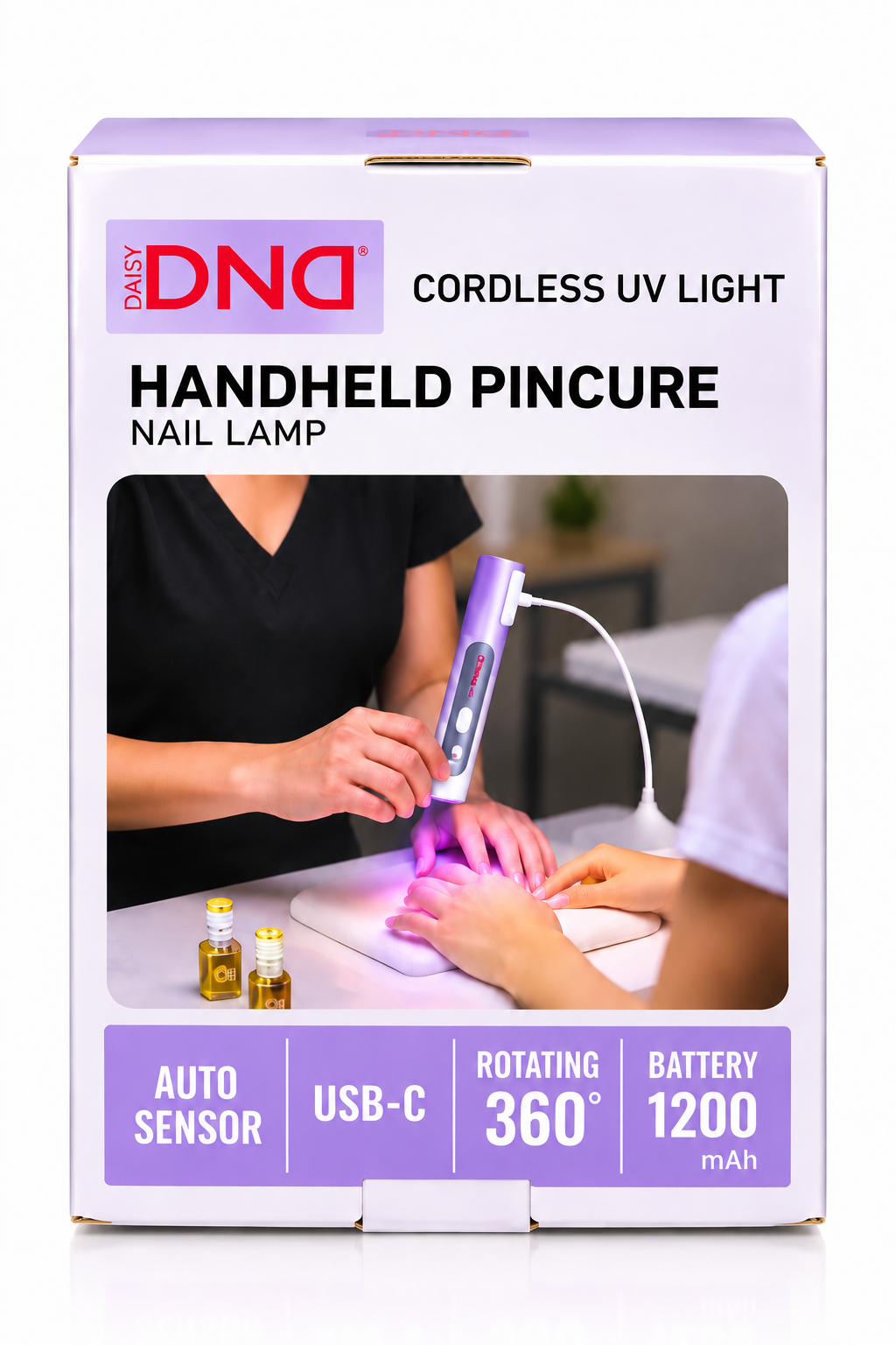 Daisy DND Cordless UV Handheld Pincure Nail Lamp – 360° Rotating
