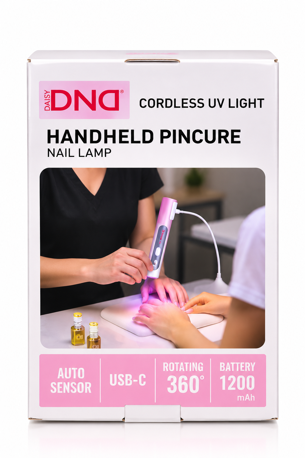 Daisy DND Cordless UV Handheld Pincure Nail Lamp – 360° Rotating