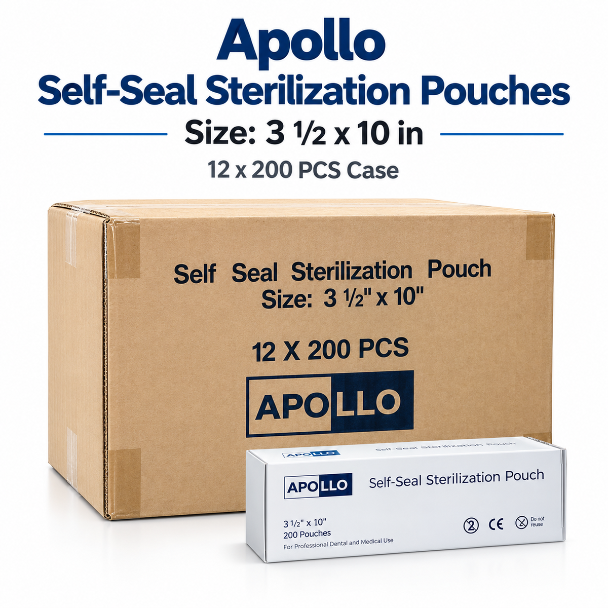 Apollo Self-Seal Sterilization Pouches – 200 Count | Box or Case